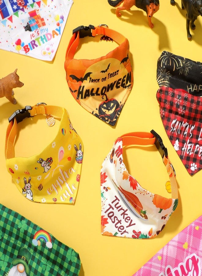 Bulyoou 9 Pcs Holiday Cat Collars Accessories Valentine's Day Adjustable Cats Breakaway Collars St. Patrick's Day Bandanas Kitty Triangle Scarf Easter Washable Bandanas Decoration - Image 3